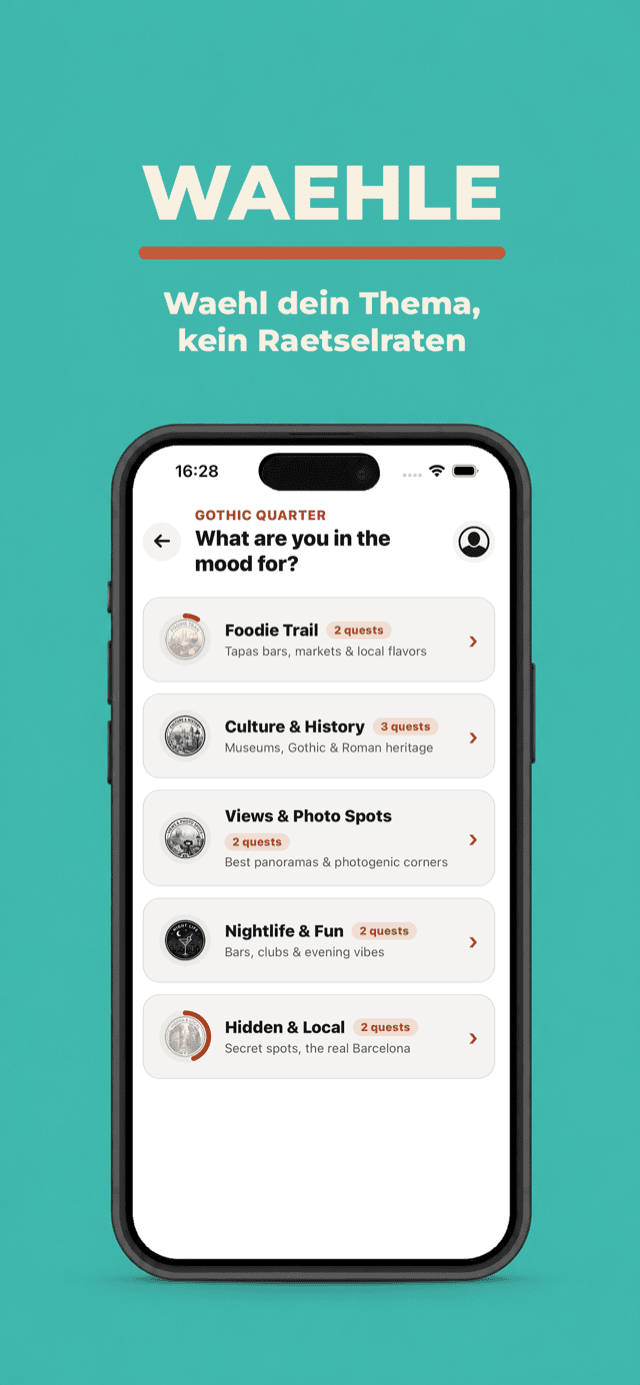 Choose — pick the quest category you're in the mood for