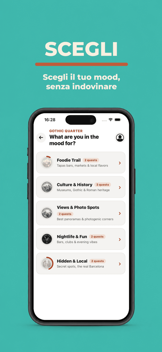 Choose — pick the quest category you're in the mood for