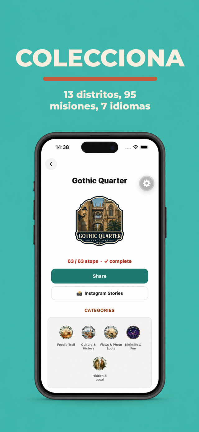 Collect — track quests and districts you've finished