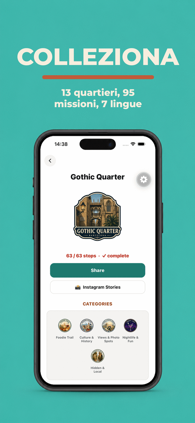 Collect — track quests and districts you've finished