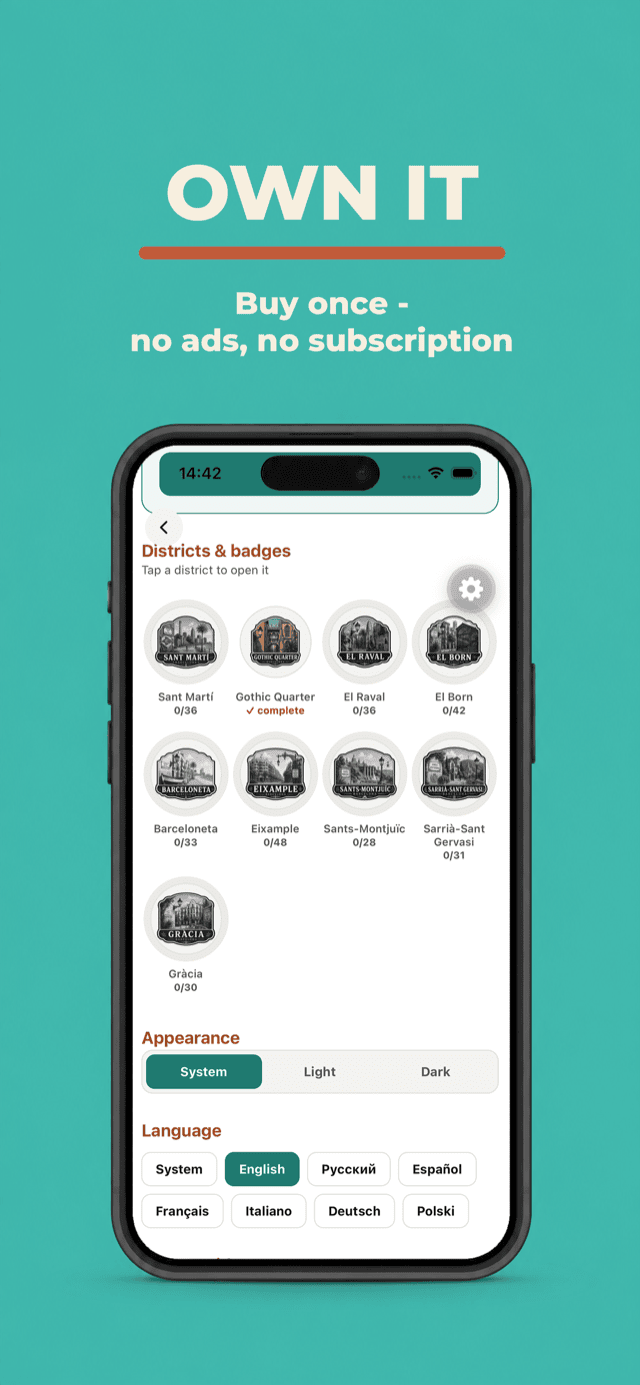Own it — buy once, no ads, no subscription